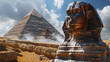 © Atchariya63 - The Sphinx and the Great Pyramids of Giza enduring symbols of Ancient Egypts majesty stand against a backdrop of an endless desert