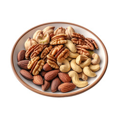 Wall Mural - Nuts with glaze on a plate isolated on transparent background