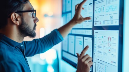 Wall Mural - ux designer working on a portal website design to improve customer experiences