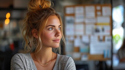 Wall Mural - young woman website ux designer, creative planning app development sketch template layout framework 