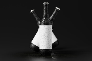 Sticker - A cold bomber style beer bottle with water drops