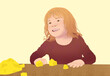 © ADDICTIVE STOCK - Happy child playing with building blocks illustration