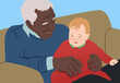 © ADDICTIVE STOCK - Grandfather's gentle touch with sleeping grandchild