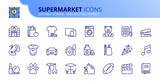 Fototapeta Do przedpokoju - Simple set of outline icons about supermarket