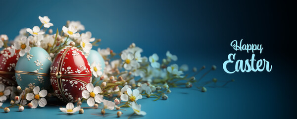 Sticker - Easter Eggs with Decorative Flowers - Pasteel