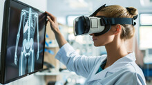 Medico Utilizza Un Dispositivo Di Realtà Virtuale Per Simulare Procedure Diagnostiche Avanzate