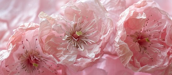 Wall Mural - Beautiful pink flowers with delicate white centers blooming in the garden