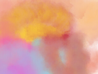 Wall Mural - soft sponge pastel wash background, with yellow pink blue red orange cloudy effect with copy space for text