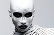© ADDICTIVE STOCK - Futuristic robot with dotted face pattern and cables Generative AI image