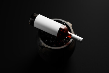 Poster - Red Glass Wine Bottle Mockups with Dark Color Theme