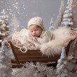 little girl in sleigh
