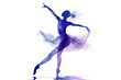 © Tony Baggett - Purple silhouette of a female ballerina dancer who is dancing to show of her ballet technique skill at  dance performance, stock illustration image
