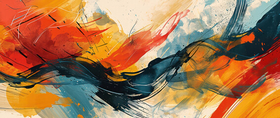 Wall Mural - vibrant brushstroke explosion: an abstract, artistic, and contemporary illustration of a bright, col