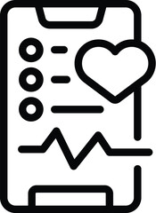 Poster - Phone mobile heartrate icon outline vector. Mask treatment. Home care