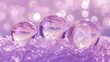Fantastic abstract background with close-ups of translucent soap bubbles frozen on a pile of crushed ice on a hazy purple background