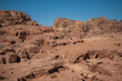 Red Sandstone Scenery in Petra. Jordanian Unesco Outdoor Park. Middle East Landscape with Rocky View.