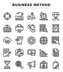 Business Method Lineal icons collection. 25 icon set. Vector illustration.