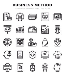 Business Method Lineal icons collection. 25 icon set. Vector illustration.