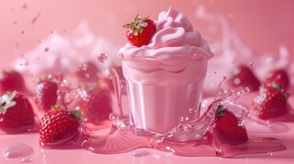 Wall Mural - Strawberry yoghurt