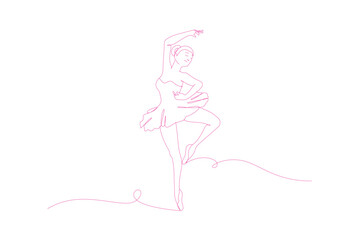 Wall Mural - women's day line art style. Illustration a ballet dancer with line art style. pretty woman dancing in women's day.
