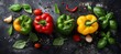 Colorful bell peppers background, vibrant vegetables backdrop for healthy eating concept.