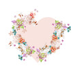 Floral fashionable botanical design heart  photo print with multicolored flowers