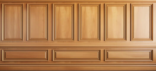 Wall Mural - wood paneling. woodworking wall surface structure design, glossy finish. corner beveled diagonal edge routed. hand shaped classy paneled forms. hand edited AI 