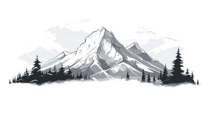 Wall Mural - Abstract pristine white snow-capped mountain. simple Vector art