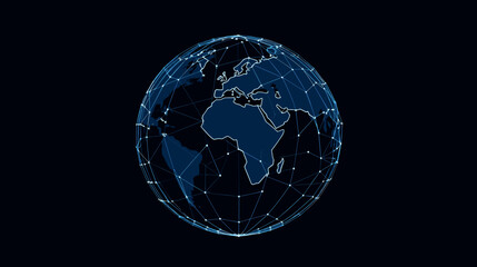 Abstract world globe with lines forming a network pattern. simple Vector art