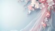 A 3d background with illustrations of wedding dresses, veils, and bouquets. with text space