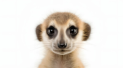 Wall Mural - Meerkat pup on white background