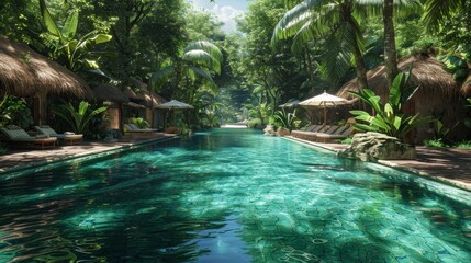  pool in tropical resort 