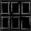 © AsadWafa - White Grunge brush outline frames set. Hand drawn frame set. Rectangle pencil frames border shape elements. White rectangle border frame vector illustration isolated on black background.