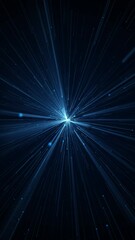 Wall Mural - Vertical video - cosmic interstellar hyperspace motion background animation. Flying at warp speed through glowing blue star light beams and star particles. Space tunnel starburst explosion animation.