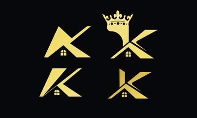 Wall Mural - K Letter Logo Type Monogram Gold Logo Design