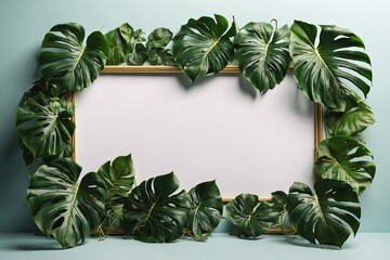 Monstera Plants Frame Isolated