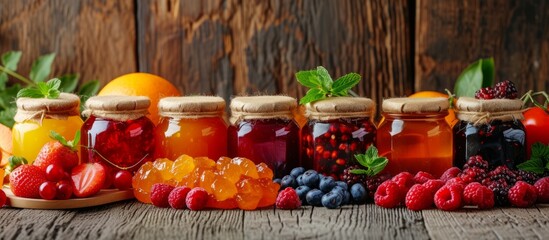 Poster - A delicious assortment of homemade fruit jams and preserves on display in jars