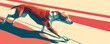 Dynamic Dog Run: Abstract Motion and Red Stripes