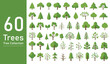 silhouette tree line drawing set, Side view, set of graphics trees elements outline symbol. silhouette tree line drawing set, Side view, icon set of graphics trees elements outline symbol.