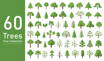 silhouette tree line drawing set, side view, set of graphics trees elements outline symbol. silhouet