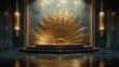 © Naret - Stone podiums with circular backdrops, bathed in warm light, perfect for sophisticated product displays and presentations.