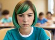 Rebel teen girl student at school