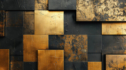 Wall Mural - formas geométricas , dourado com preto