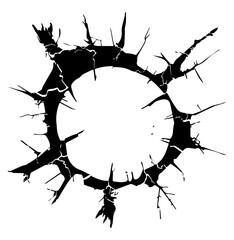 rounded crack, round hole with cracks vector