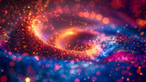 Fototapeta Przestrzenne - Abstract tunnel or wormhole galaxy science fantasy concept design, glitter and blurred vision,