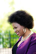 Outdoors Profile Portrait Smiling African American Woman