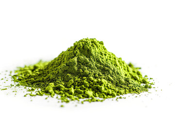 Wall Mural - pile of green matcha powder isolated on white background