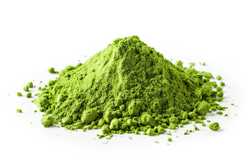Wall Mural - pile of green matcha powder isolated on white background