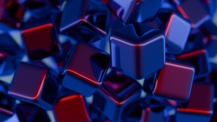 Aufkleber - Minimalist interpretation of interconnected blocks symbolizing blockchain.