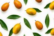 Flying ripe mango on white background. Food levitation